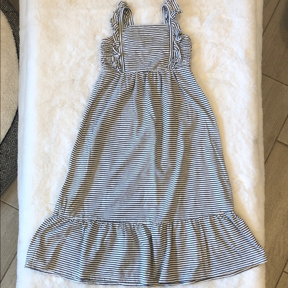 Cat and Jack Striped Ruffle-Hem Sundress - Grey & White Girls Size XS 4/5